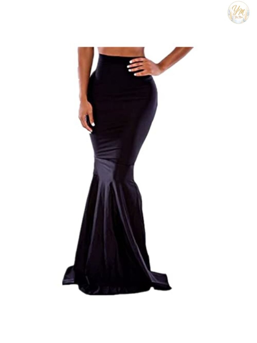 High Waist Bodycon Mermaid Maxi Skirt Polyester Spandex